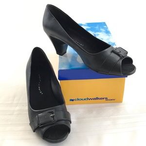 💛CLOUDWALKERS BLACK PEEP TOE MUSE PUMPS